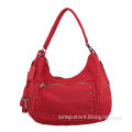 washed PU red lady handbag / woman hobo shoulder bag